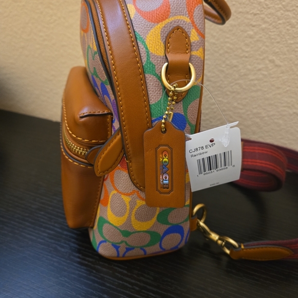 Coach Small Backpack  In Rainbow Signature Canvas - Picture 8 of 15